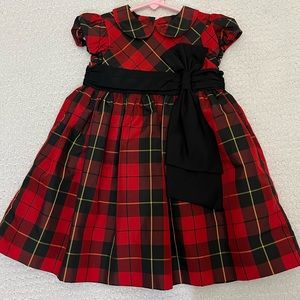 Ralph Lauren Girls Toddler Plaid Tartan Christmas Dress with Bow